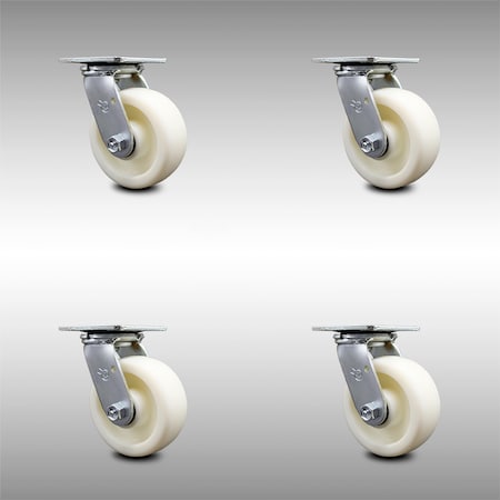 Service Caster 5 Inch Stainless Steel Nylon Wheel Swivel Caster Set with Ball Bearings SCC SCC-SS30S520-NYB-4